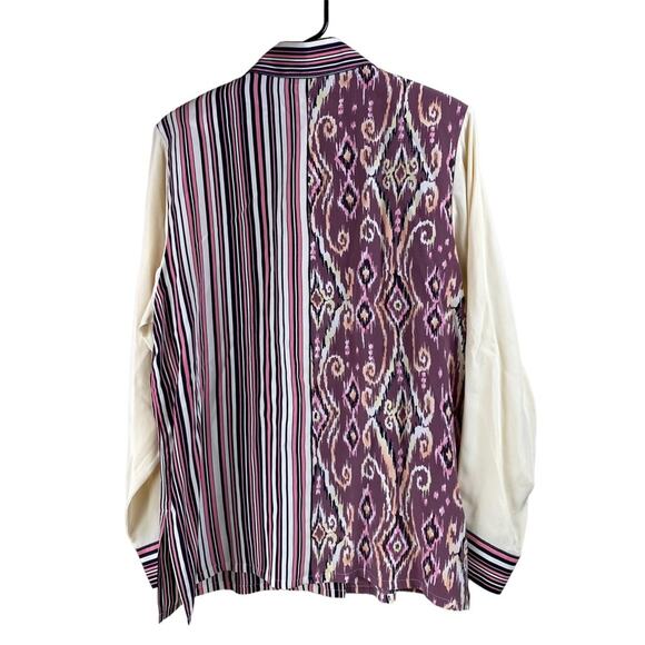 Koos of Course Womens 100% Silk Art to Wear Button Front Mixed Print Blouse Sz M - Picture 3 of 6